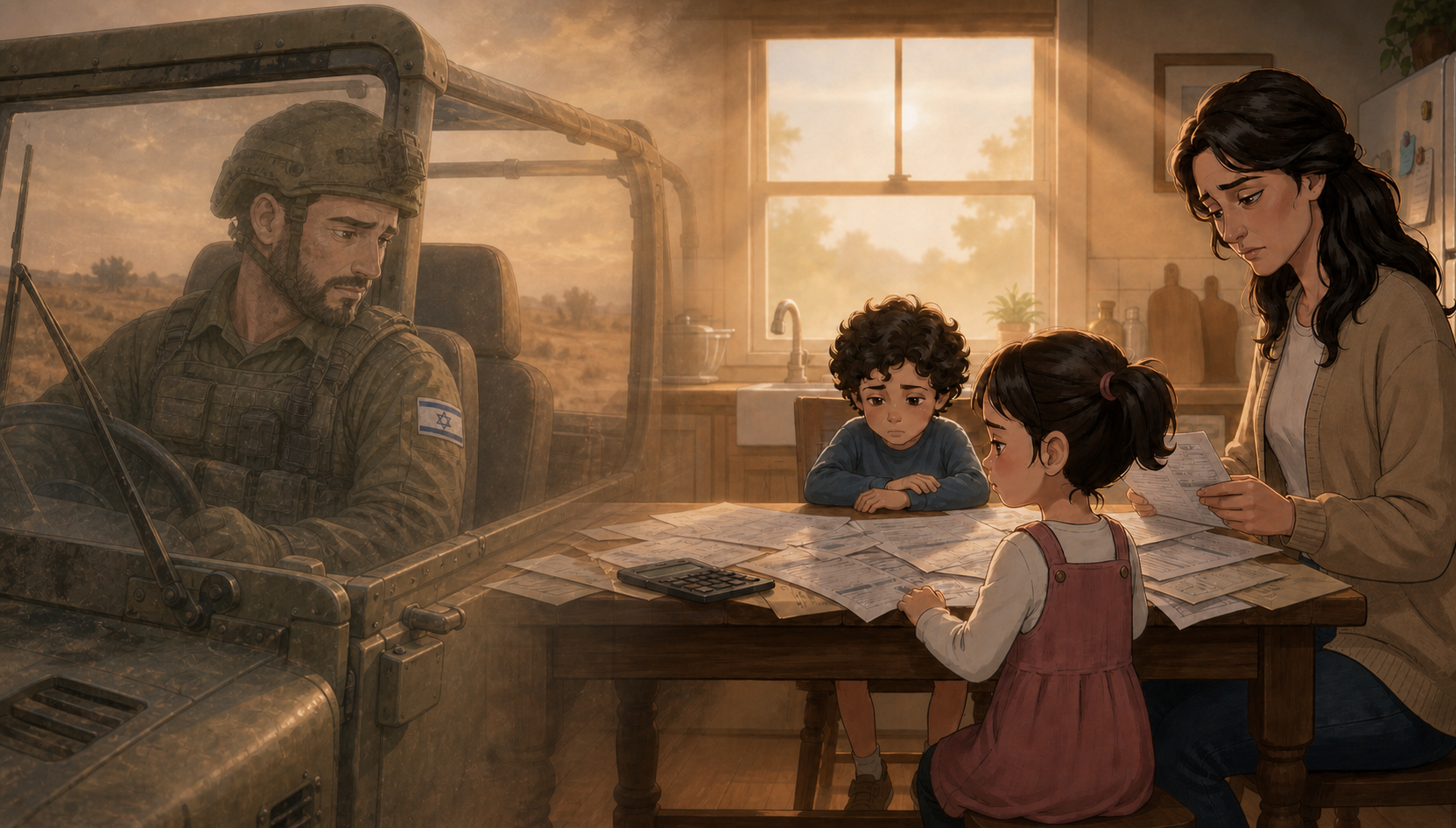 A reserve soldier's family facing financial distress